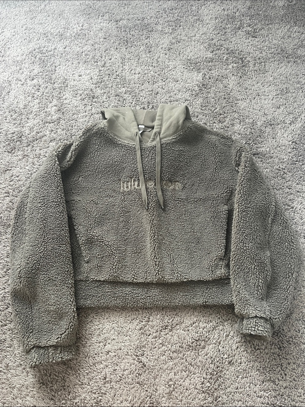 lululemon athletica Olive-Taupe Sherpa Cropped Hoodie
